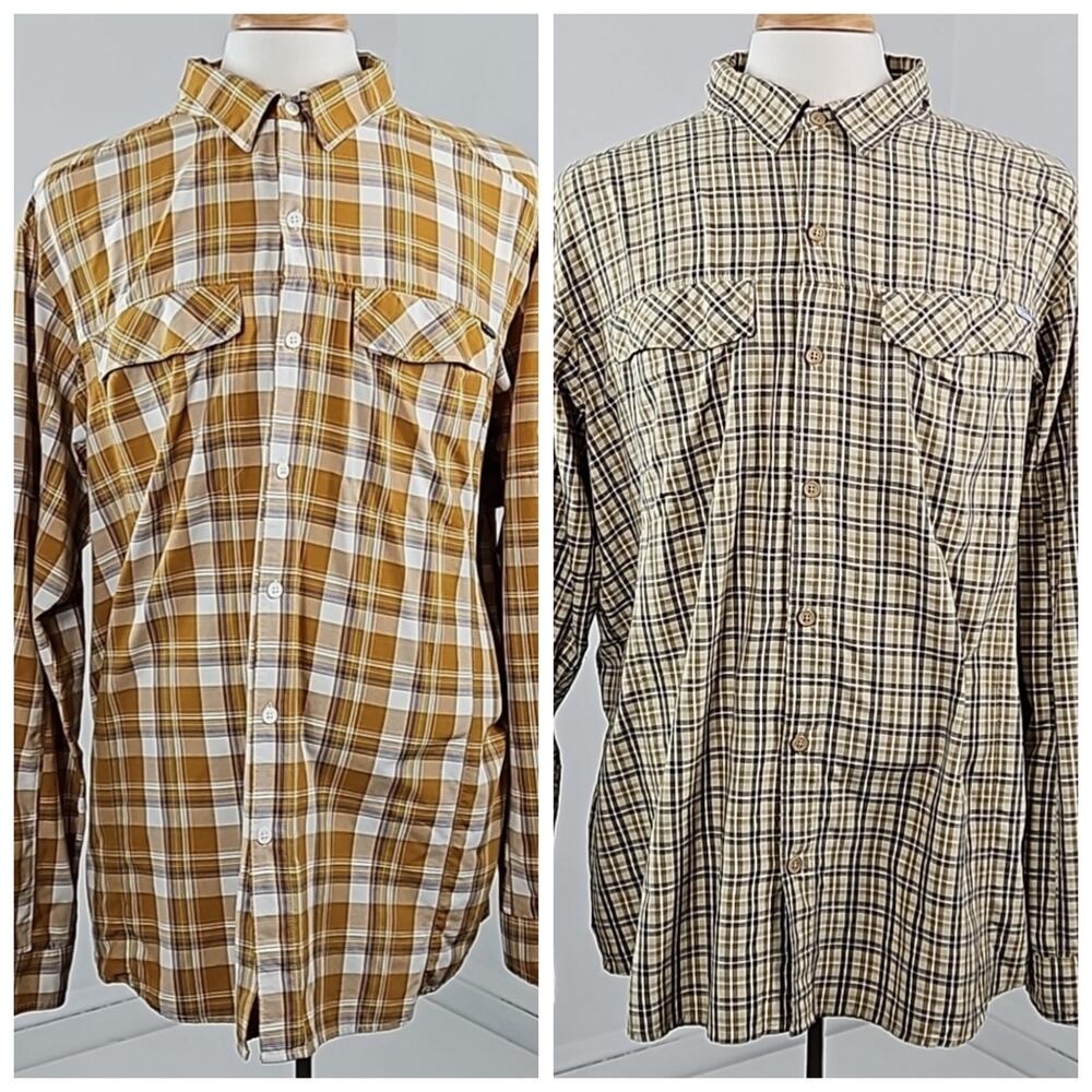 Columbia Outdoor Button-Up Long-Sleeve Plaid Shirt Bundle Men's‎ XXL FLAWS